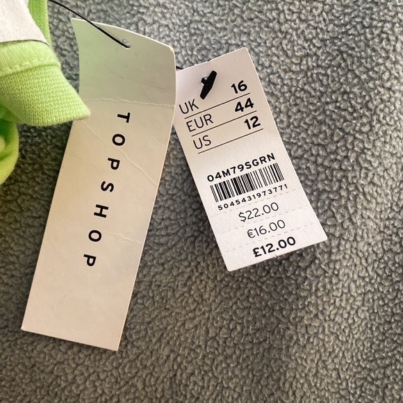 Topshop NWT Lime Green Embroidered Paw Print Motif Short Sleeve Shirt - Size 12 - Picture 7 of 7